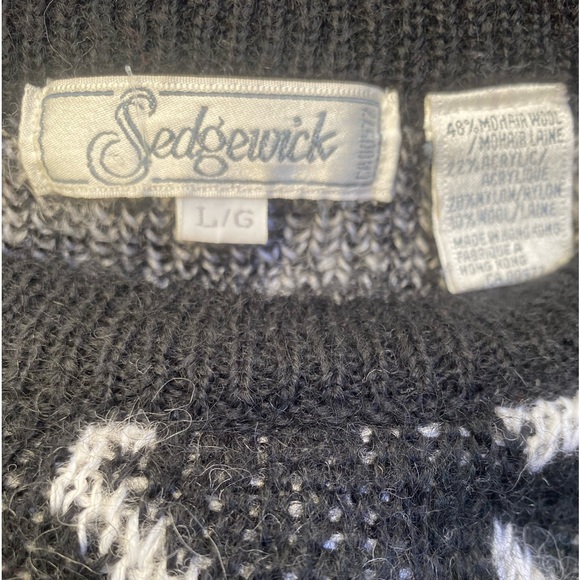 Vintage Ski Sweater Mens’s Sz L- 48% Mohair EUC 9/10 Made in Hong Kong - Picture 6 of 10